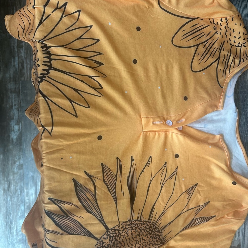 Sunflower Print Women's Top - Orange